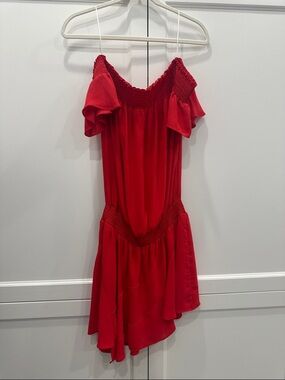 Amanda Uprichard Strapless Red Ruffle Dress